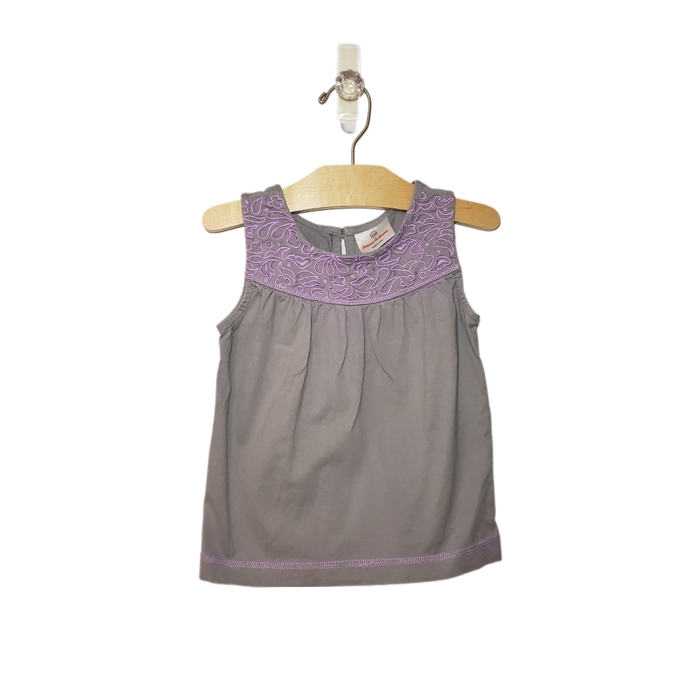 Hanna Andersson 110 / 5 Lavender Embroidered Grey Tank Top